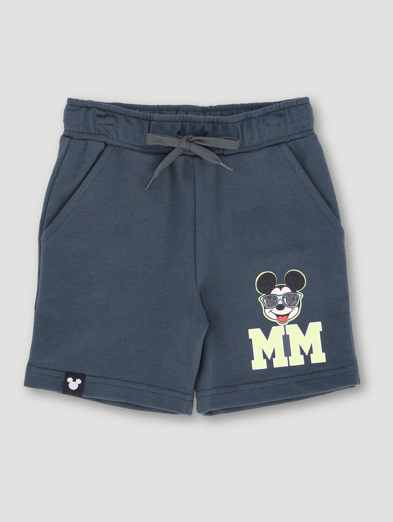 Pre-Boys Mickey Graffiti Fleece Short - Charcoal