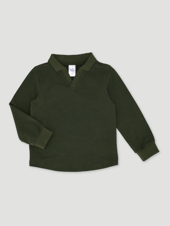 Pre-Boys Long Sleeve Notch Golfer - Olive