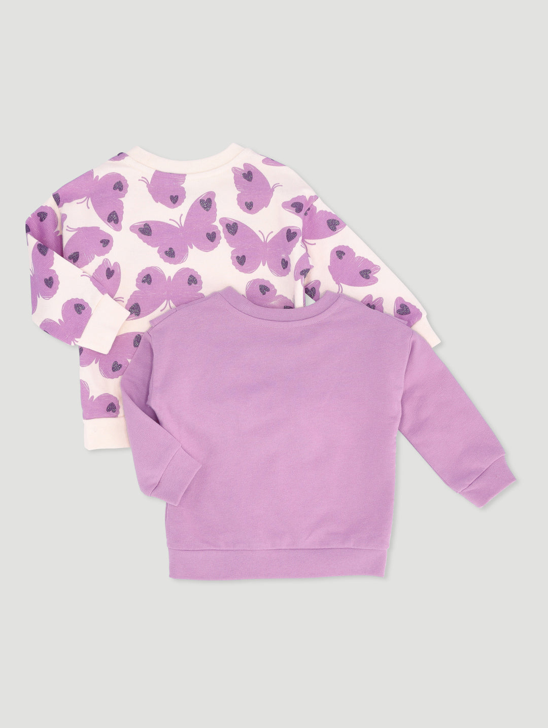 Pre-Girls 2 Pack Butterfly Print & Plain Track Top - Lavender
