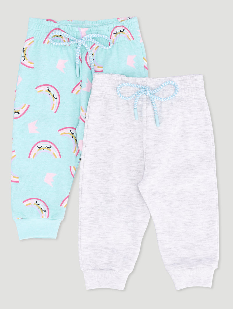 Baby Girls 2 Pack Girls Have Super Powers Jogger - Light Grey