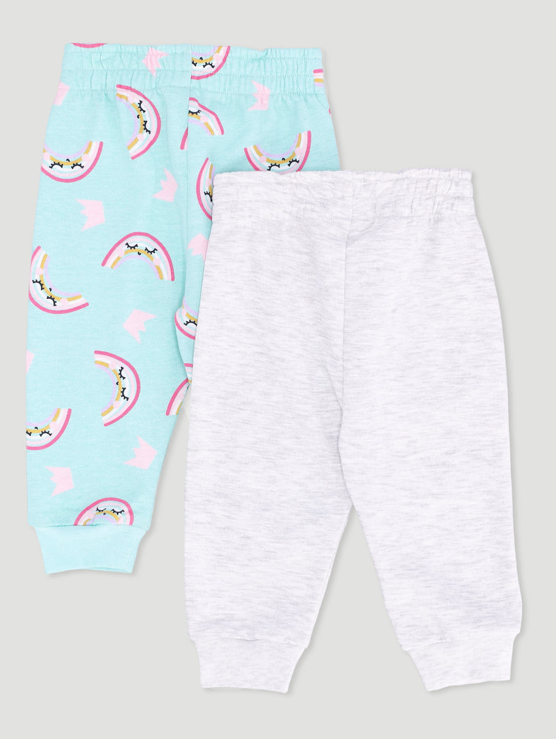 Baby Girls 2 Pack Girls Have Super Powers Jogger - Light Grey