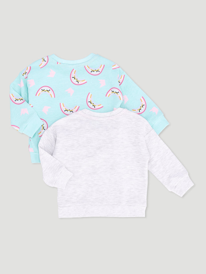 Baby Girls 2 Pack Girls Have Super Powers Tops - Light Grey