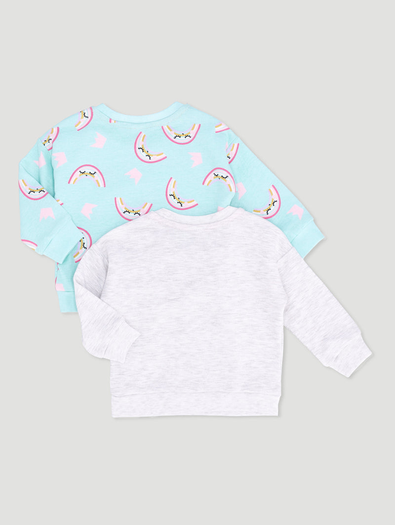 Baby Girls 2 Pack Girls Have Super Powers Tops - Light Grey