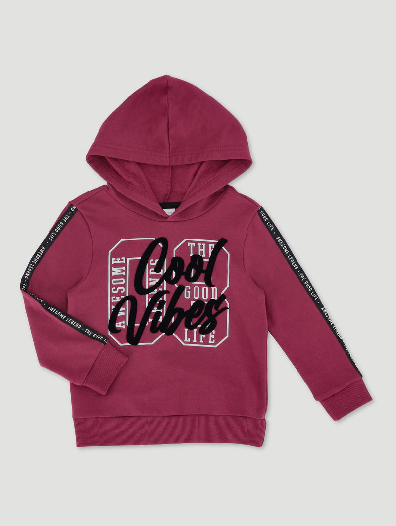 Pre-Boys Long Sleeve Tape Hoodie - Maroon