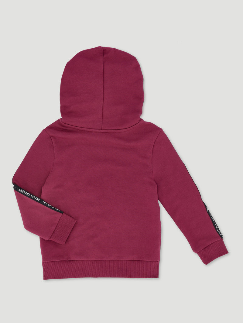 Pre-Boys Long Sleeve Tape Hoodie - Maroon