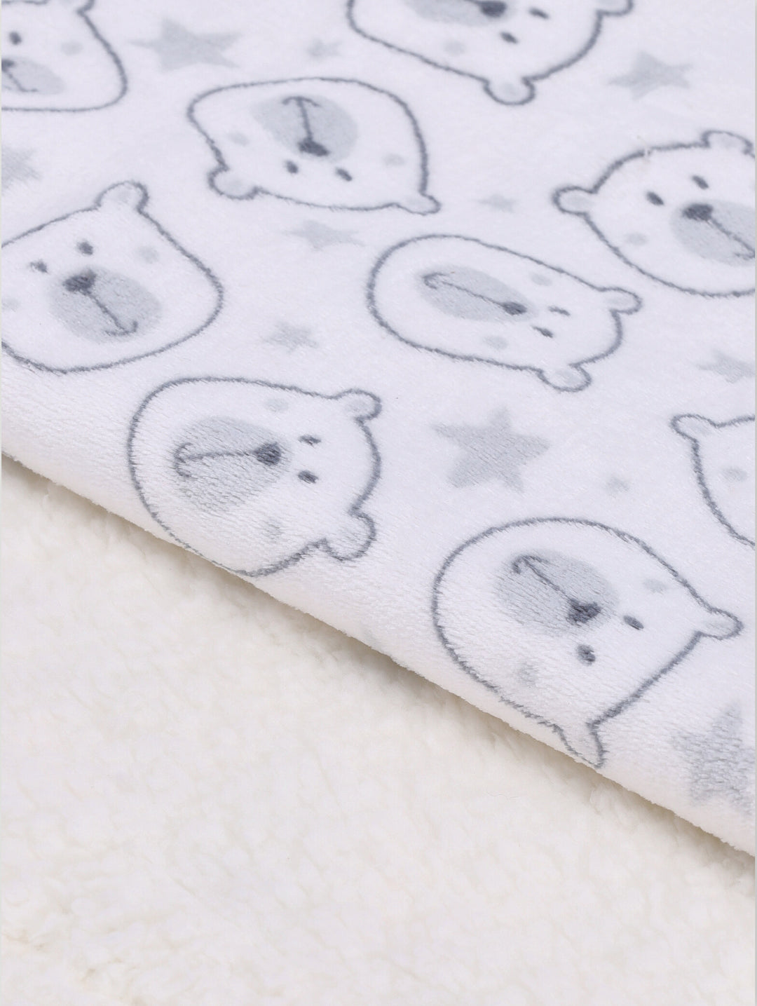 Baby Mink Sherpa Blanket And Toy Bear Combo - White/Grey