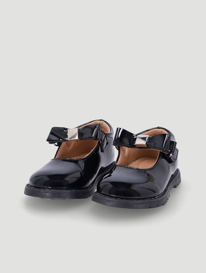 Baby Girls Bow Chunky Smart Pump - Black