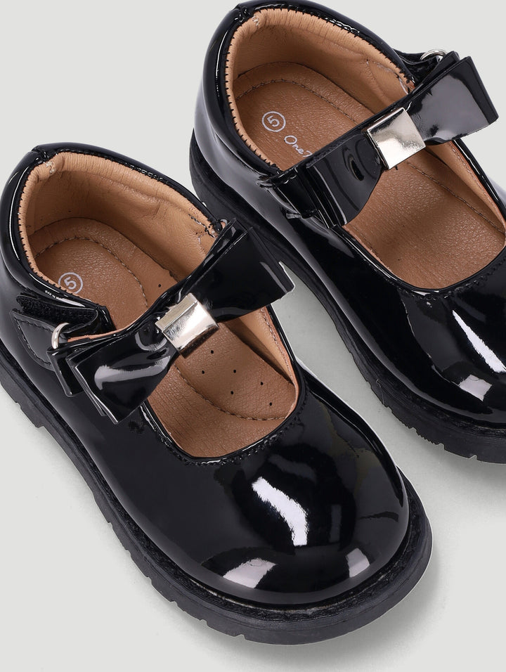 Baby Girls Bow Chunky Smart Pump - Black