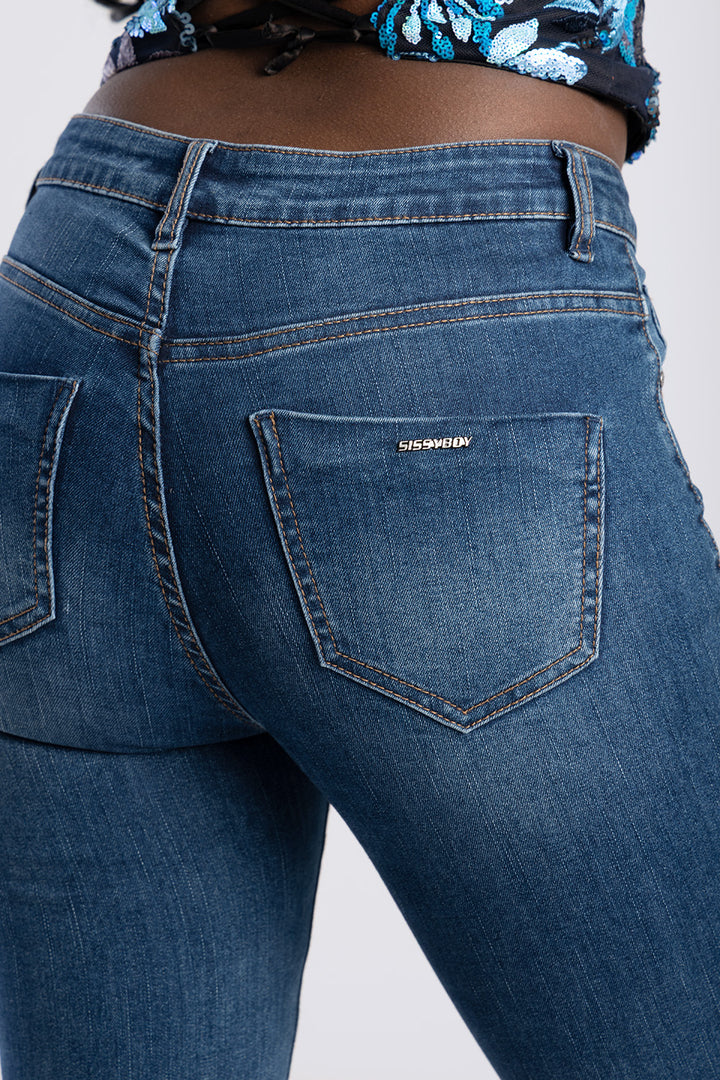 Bootleg Denim Jean - Med Wash