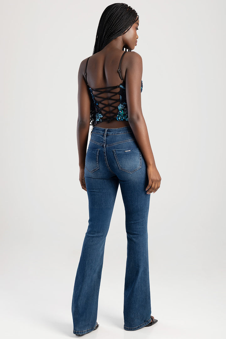 Bootleg Denim Jean - Med Wash