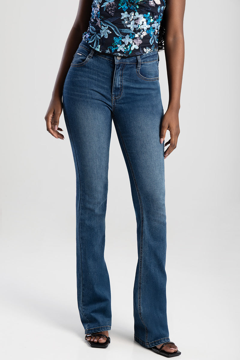 Bootleg Denim Jean - Med Wash