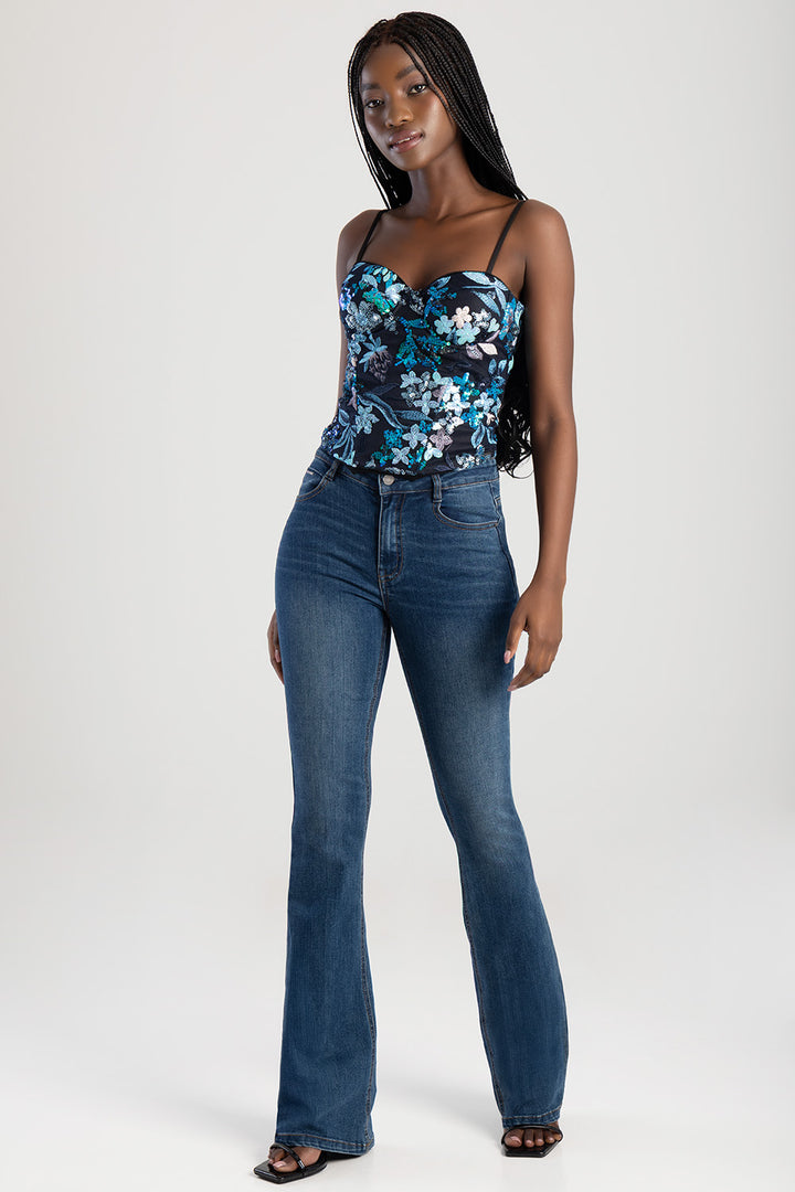 Bootleg Denim Jean - Med Wash