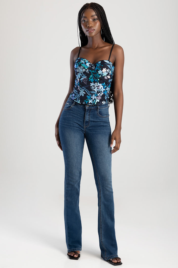 Bootleg Denim Jean - Med Wash