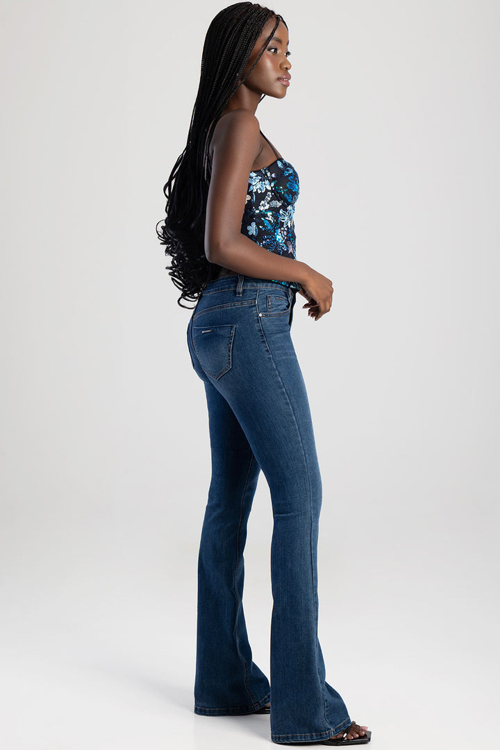 Bootleg Denim Jean - Med Wash