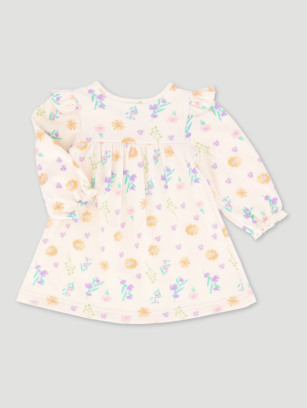 Baby Girls Dainty Flower Fleece Dress - Cream