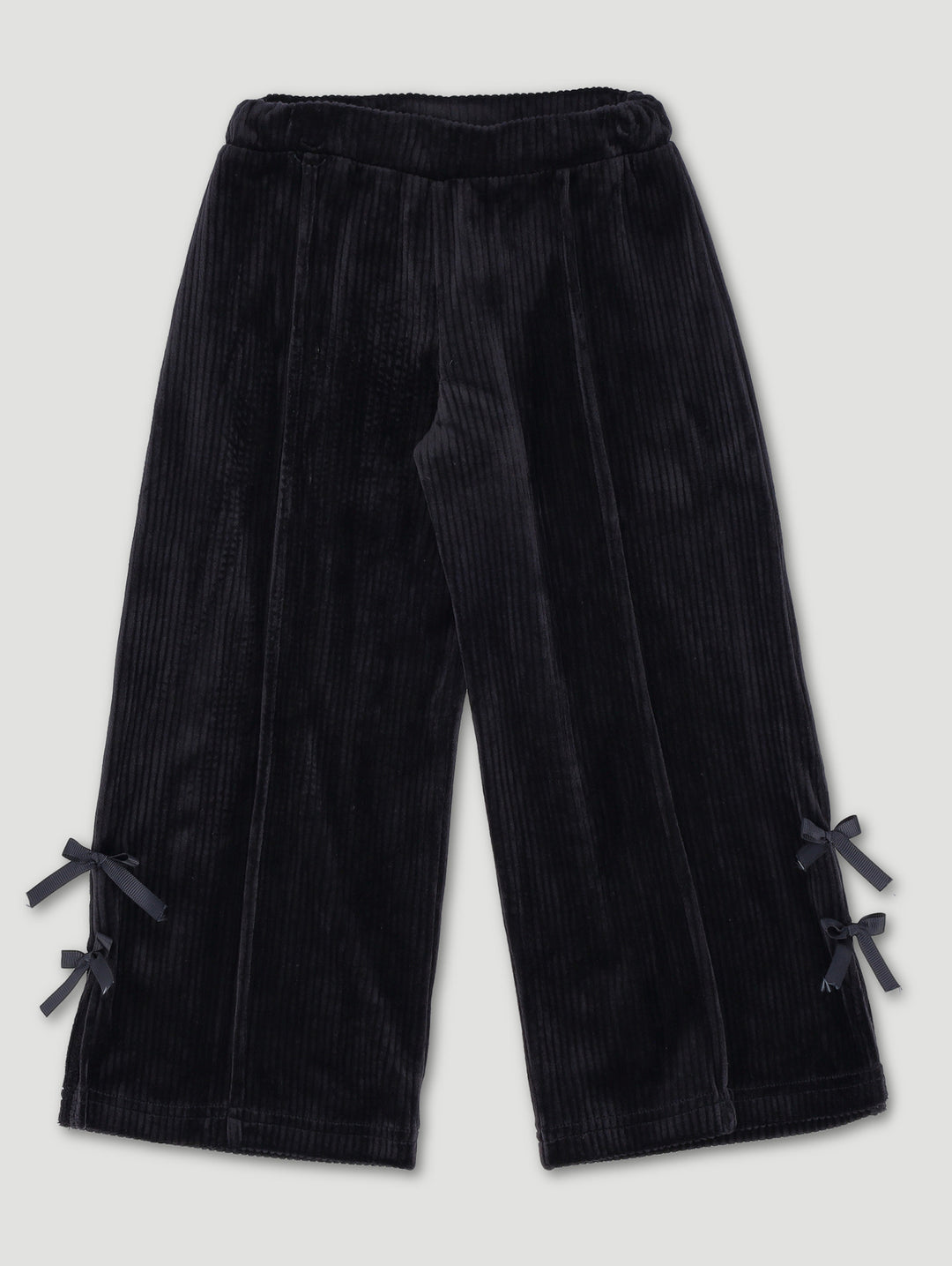 Pre-Girls Culotte Rib Velour Bow Pants - Black