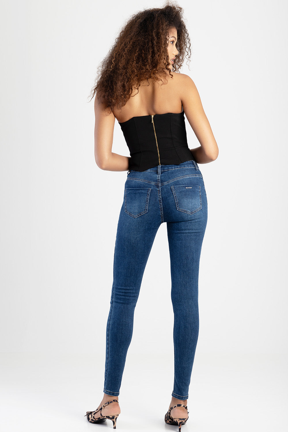 Mid-Waist Skinny Jeans - Medium Wash