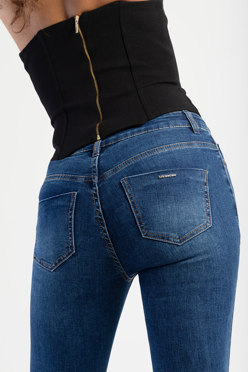 Mid-Waist Skinny Jeans - Medium Wash