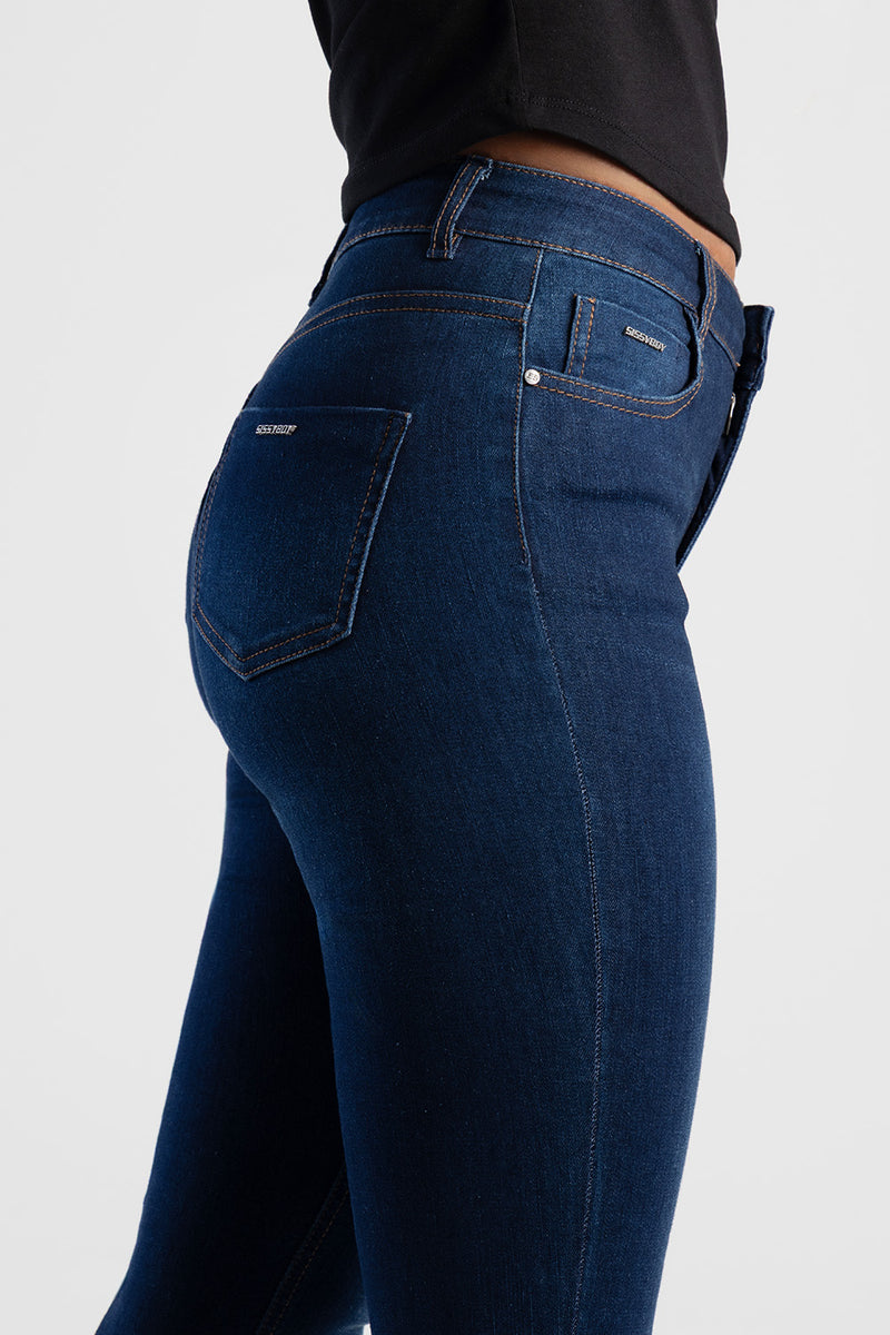 Skinny Rinse Wash Denim With Slight Brushing - Dark Wash Ink