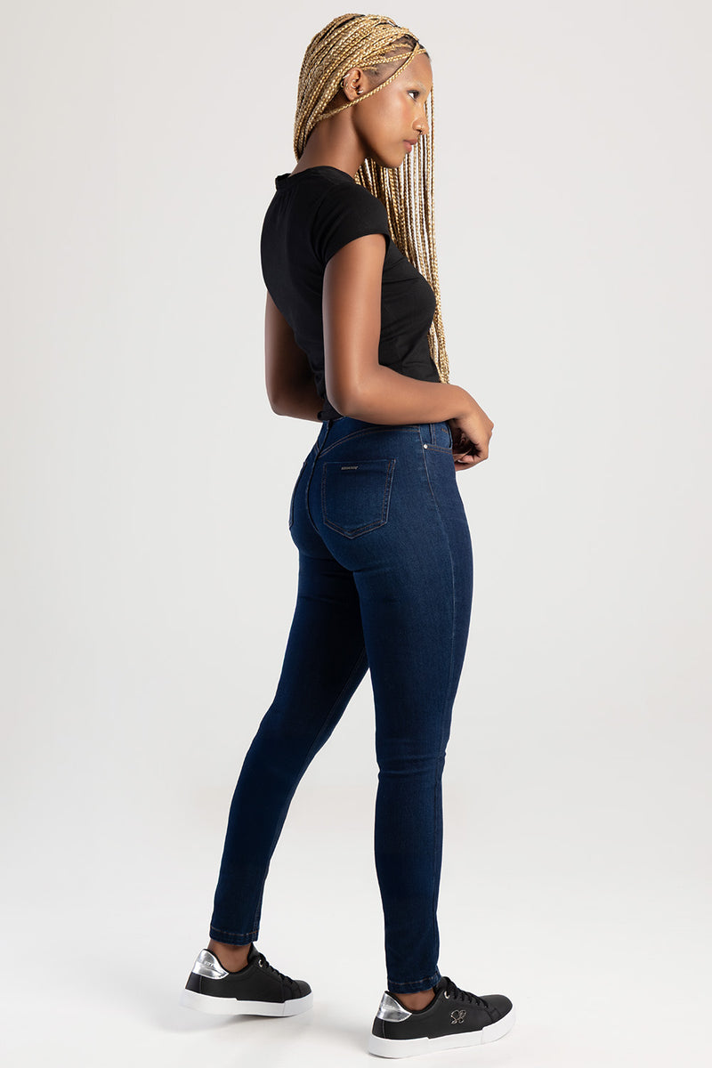 Skinny Rinse Wash Denim With Slight Brushing - Dark Wash Ink