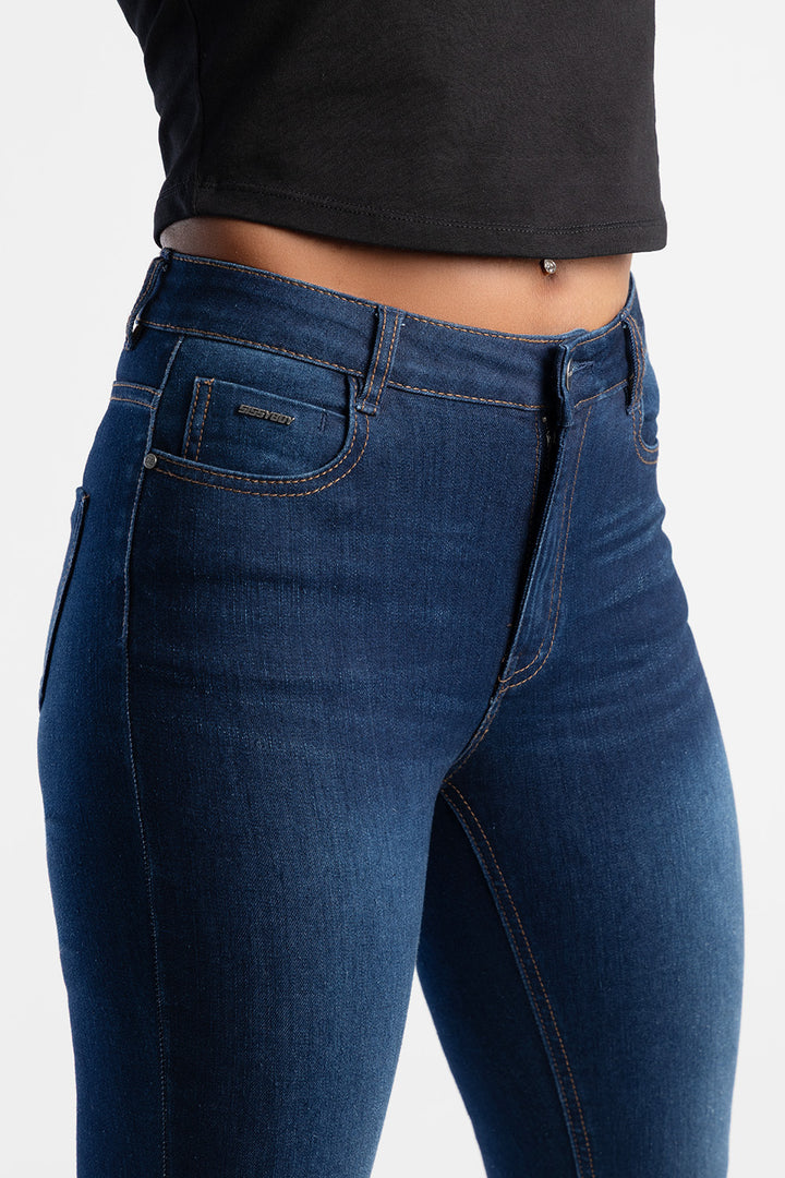 Skinny Rinse Wash Denim With Slight Brushing - Dark Wash Ink