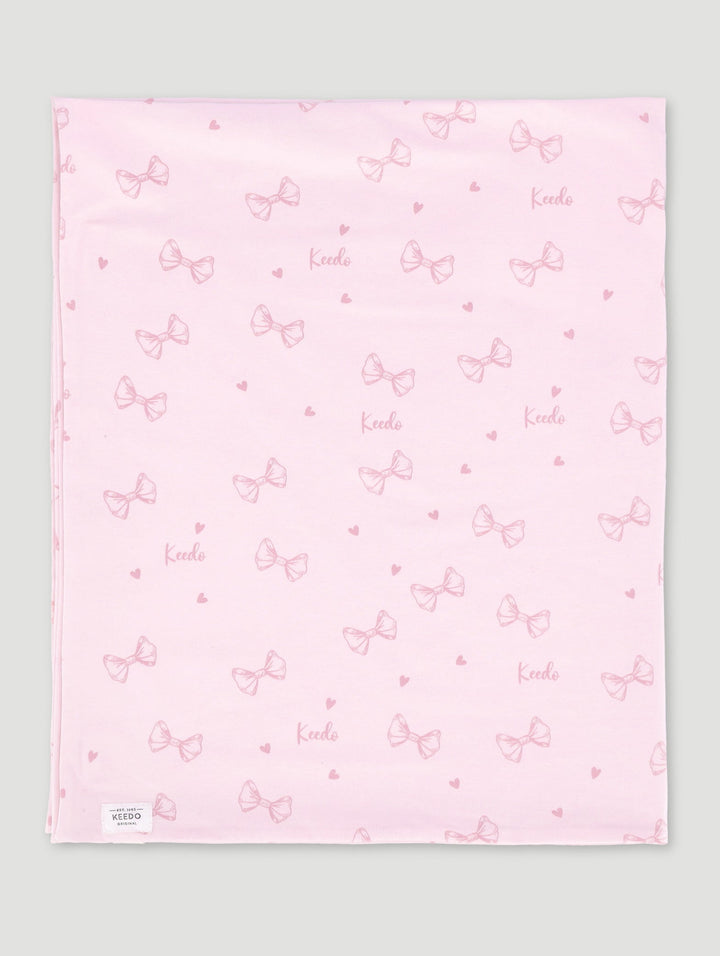 Keedo Pink Bows & Hearts Cotton Lycra Blanket