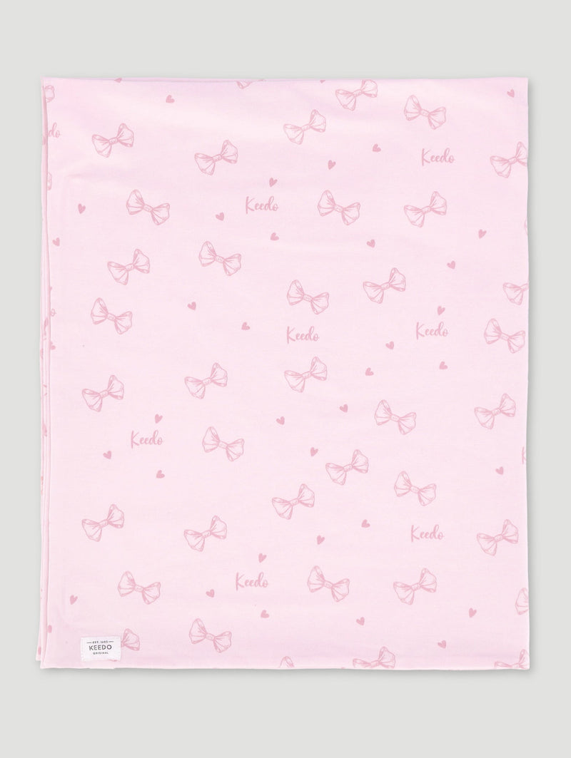 Keedo Pink Bows & Hearts Cotton Lycra Blanket