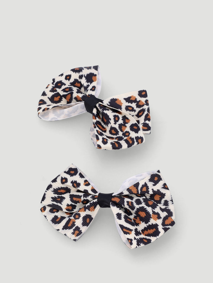 Pre-Girls 2 Pack Animal Print Bow Clips - Animal
