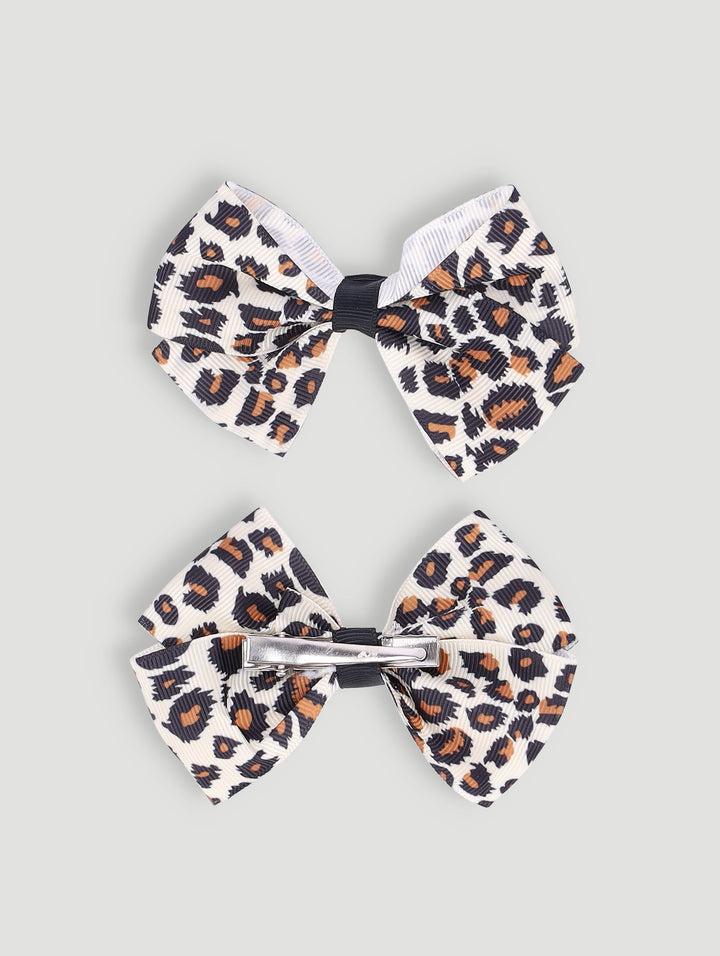 Pre-Girls 2 Pack Animal Print Bow Clips - Animal