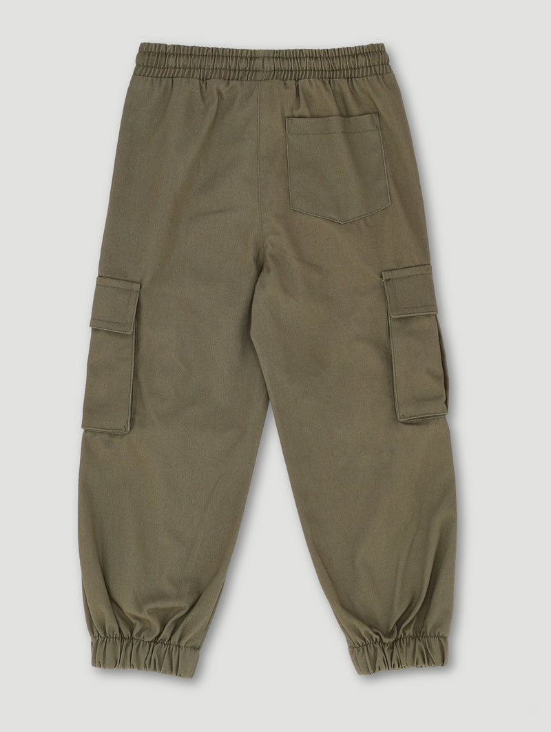 Pre-Boys Twill Print Cargo Pant - Green