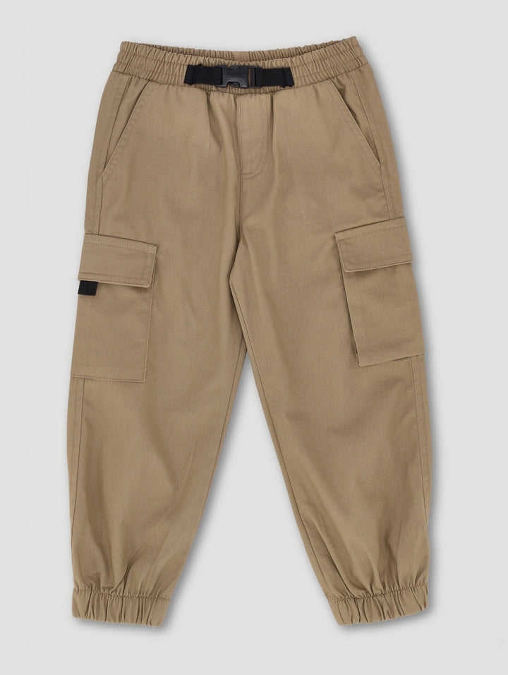 Pre-Boys Loose Cargo Twill Buckle Jogger - Camel