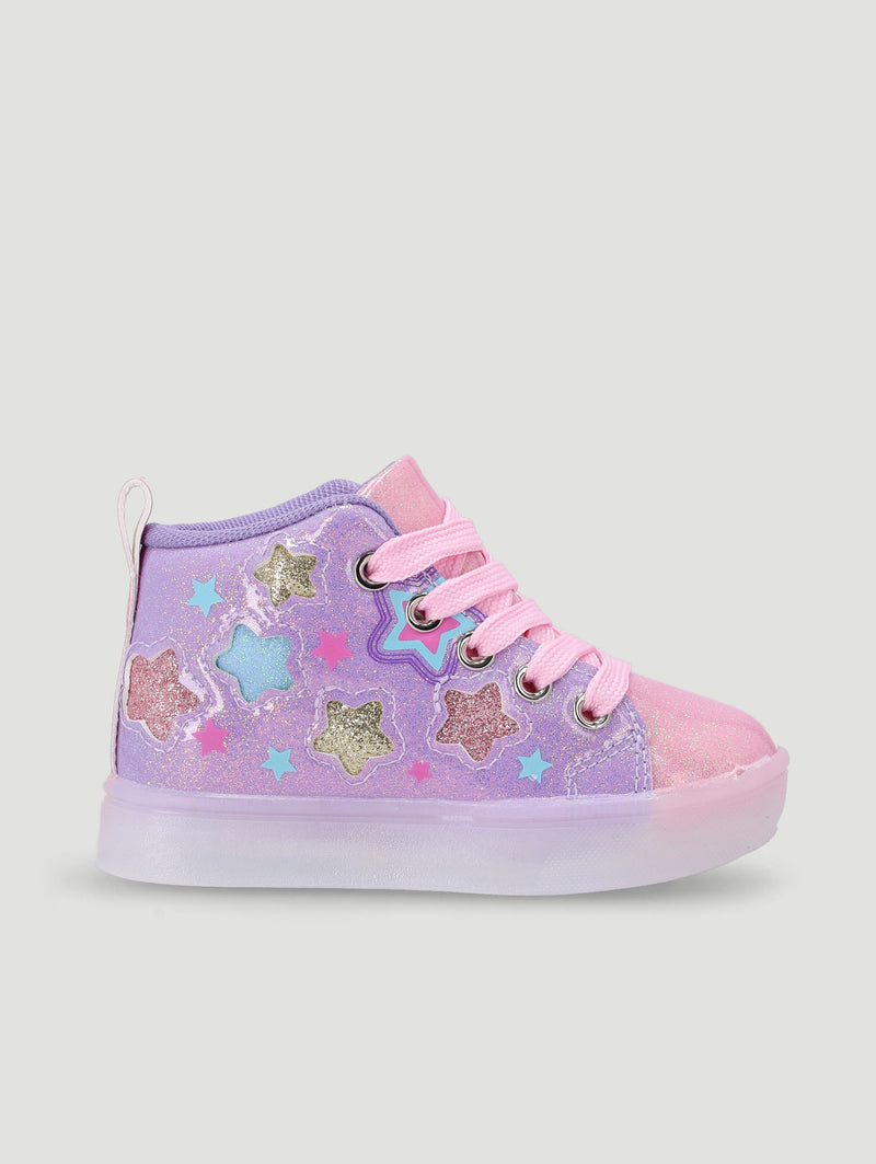 Pre-Girls Star Light Up High-Top Sneaker - Lilac