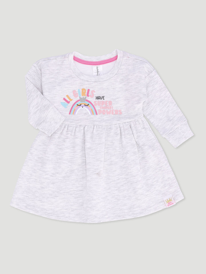 Baby Girls All Girls Have Superpowers Fleece Dress - Grey
