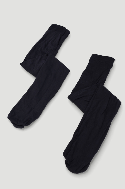 Girls 2 Pack Opaque Tights - Black