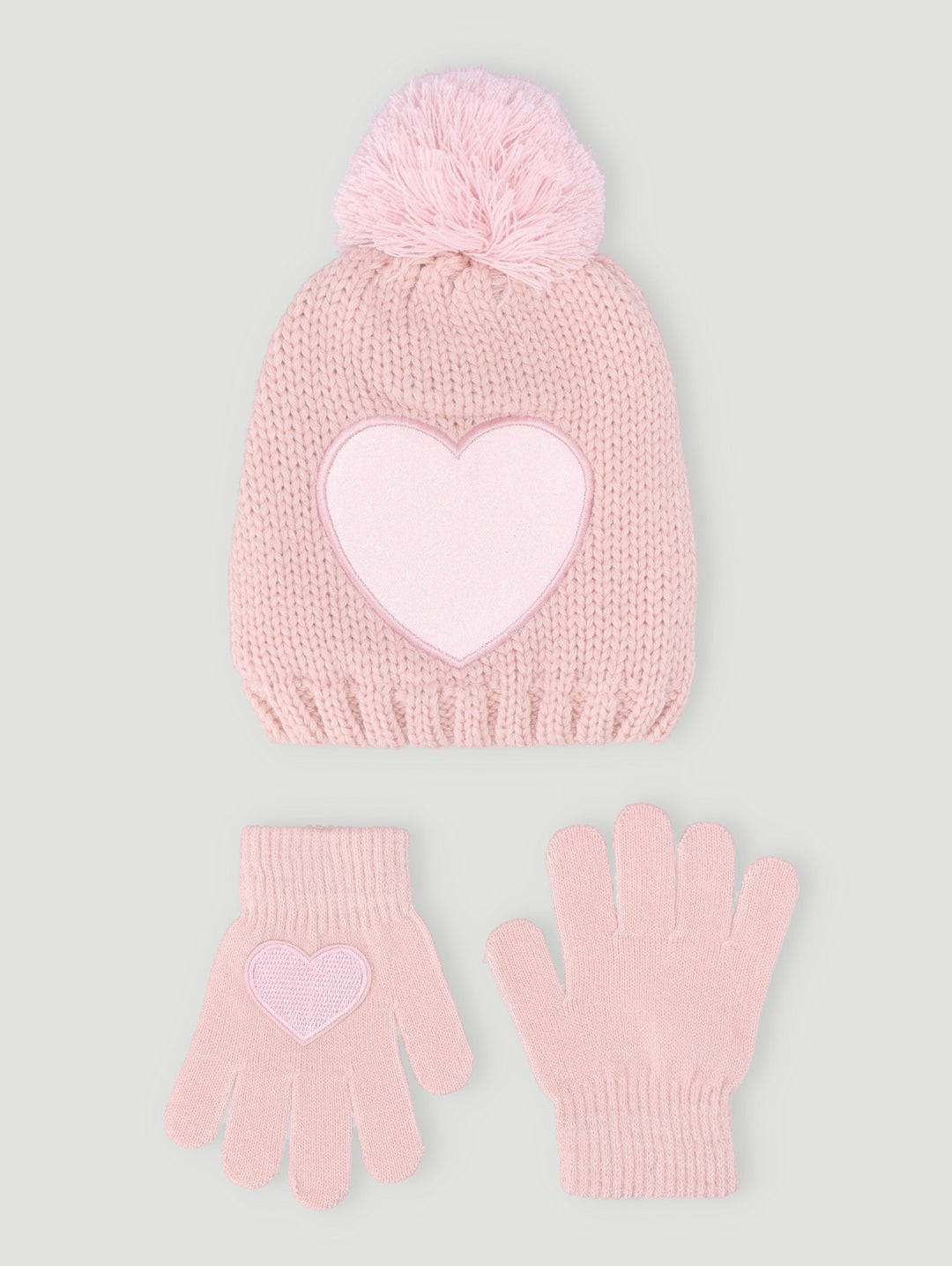 Pre-Girls Heart Beanie & Glove Set - Pink