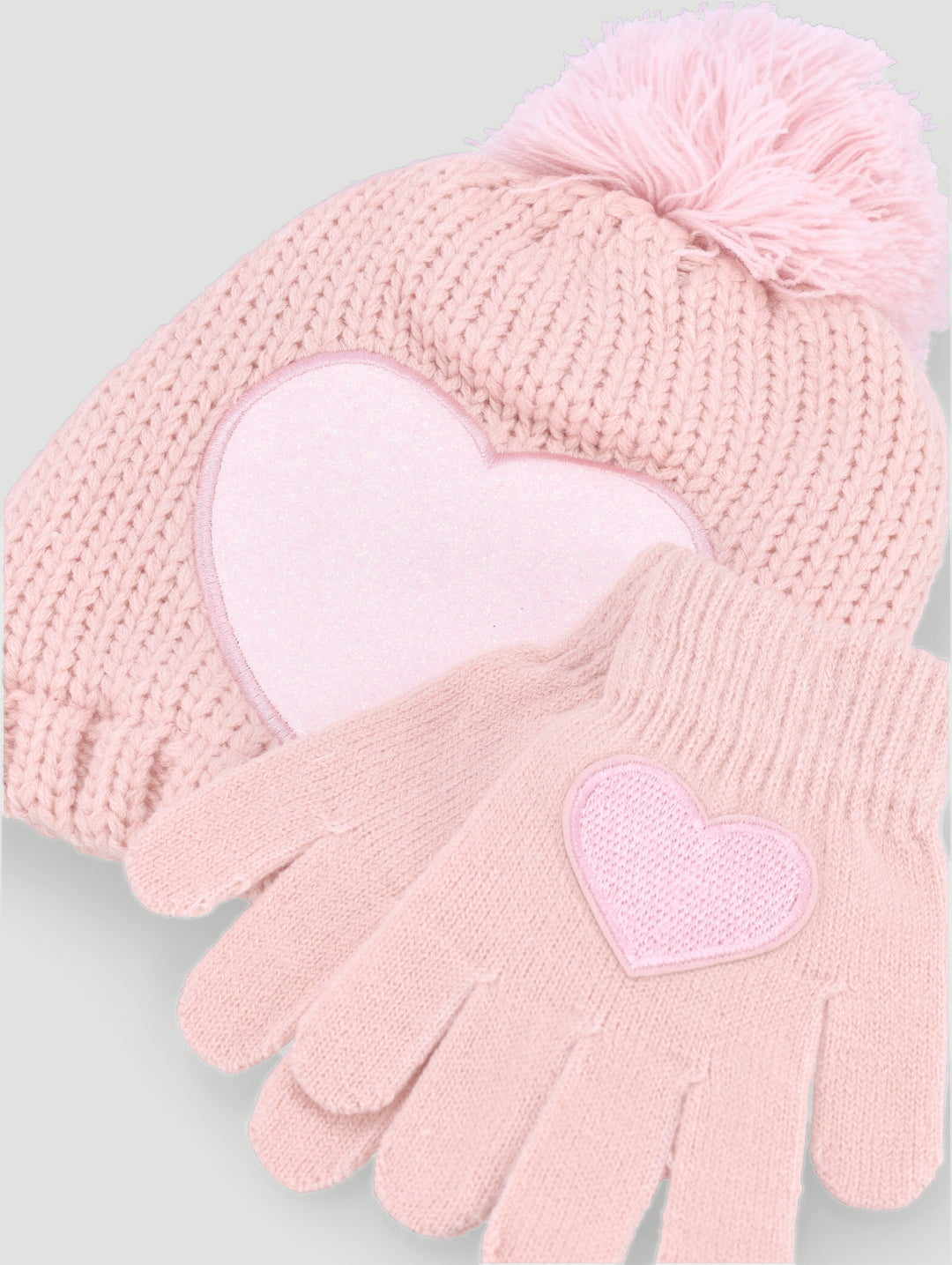 Pre-Girls Heart Beanie & Glove Set - Pink