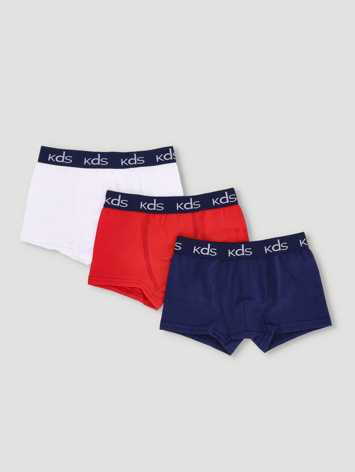 Pre-Boys 3 Pack Plain Boxers - Red/White/Navy