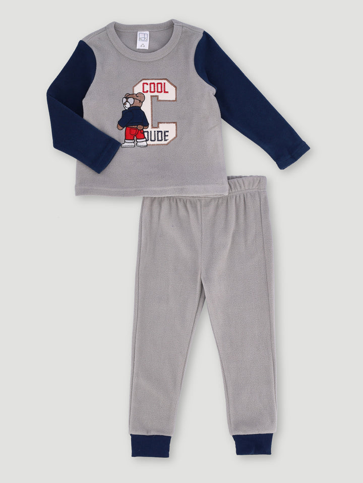 Boys Micro Fibre Raglan Sleeve Sleep Set - Grey