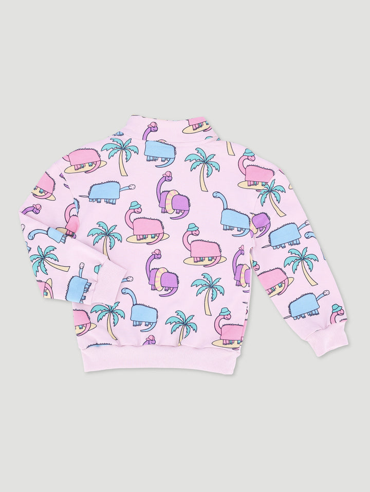 Pre-Girls Danasoli Turtle Neck Print Track Top - Lilac