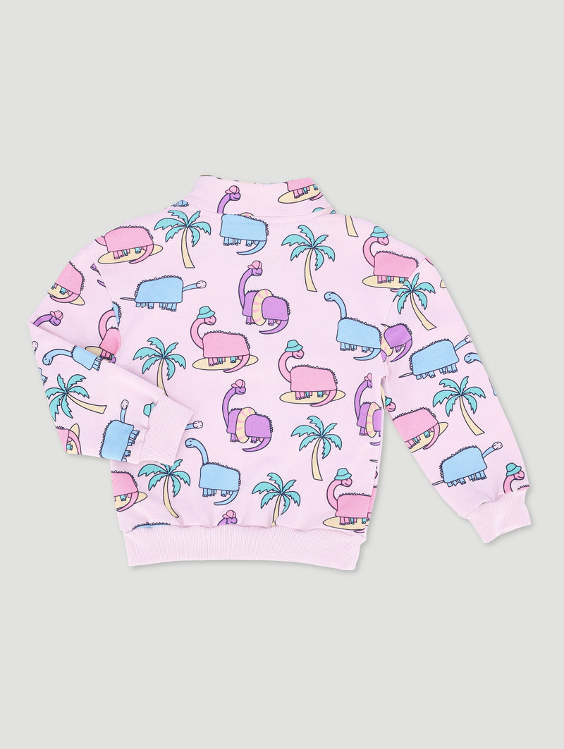 Pre-Girls Danasoli Turtle Neck Print Track Top - Lilac