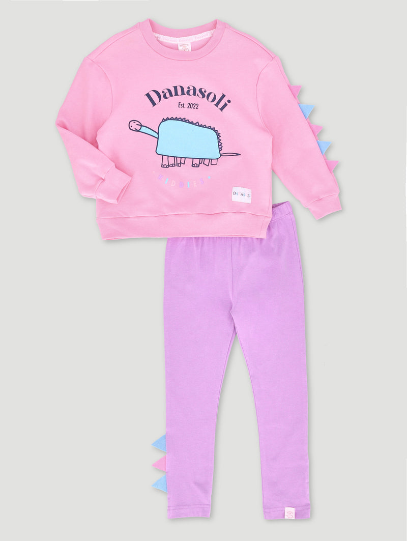 Pre-Girls Danasoli Oversized Tracktop And Legging Set - Pink