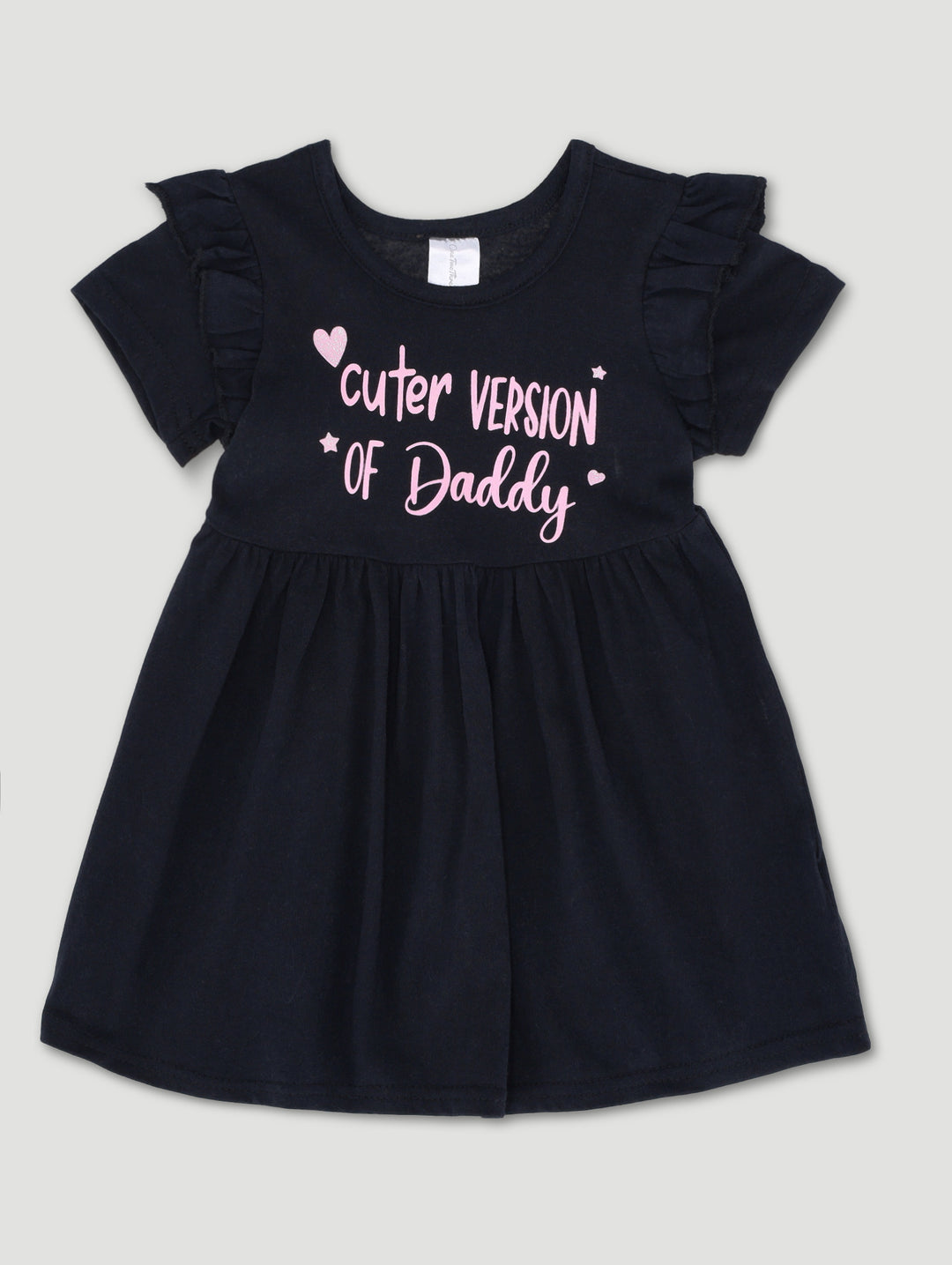 Baby Girls Daddy Slogan Single Jersey Dress  - Black
