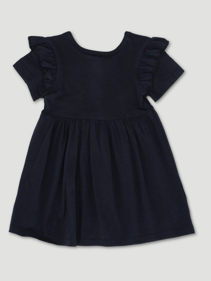 Baby Girls Daddy Slogan Single Jersey Dress  - Black