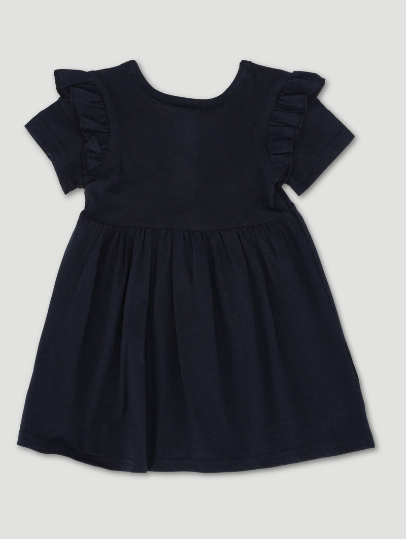 Baby Girls Daddy Slogan Single Jersey Dress  - Black