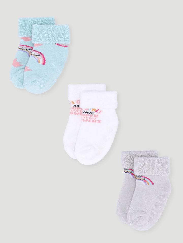 Baby Girls 3 Pack Towelling Socks - Aqua