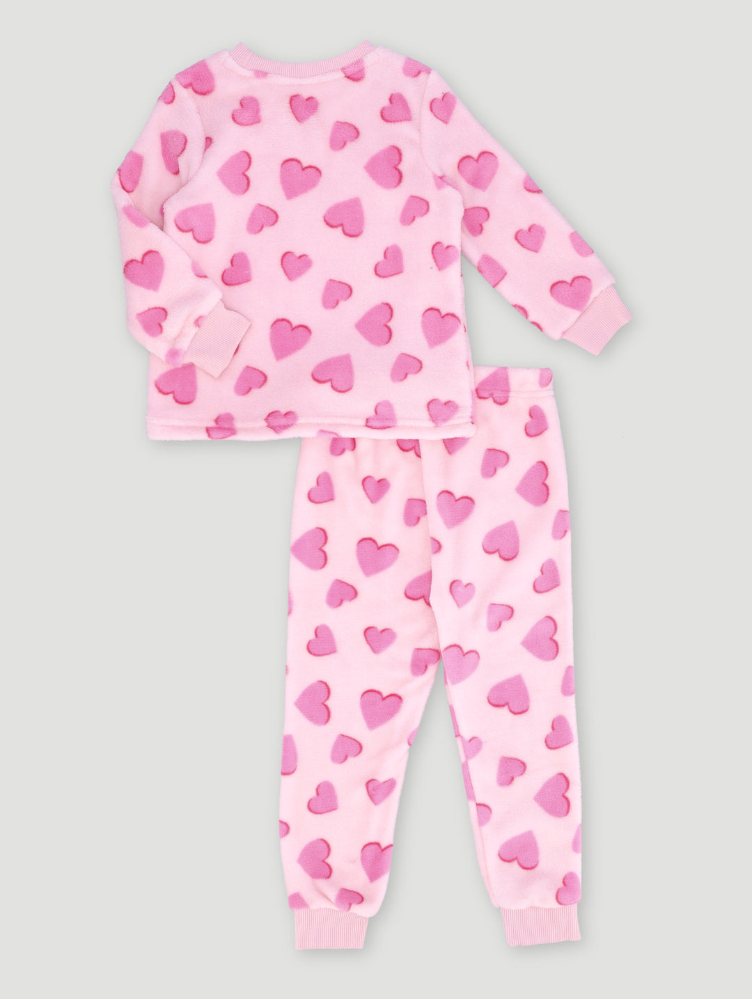 Girls Coral Fleece Strawberries & Hearts Sleep Set - Pink