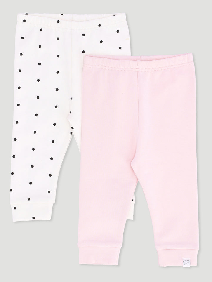 Baby Girls 2 Pack Polka Dot Fleece Leggings