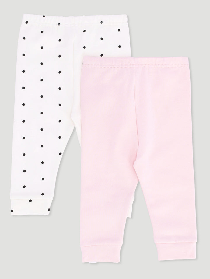 Baby Girls 2 Pack Polka Dot Fleece Leggings
