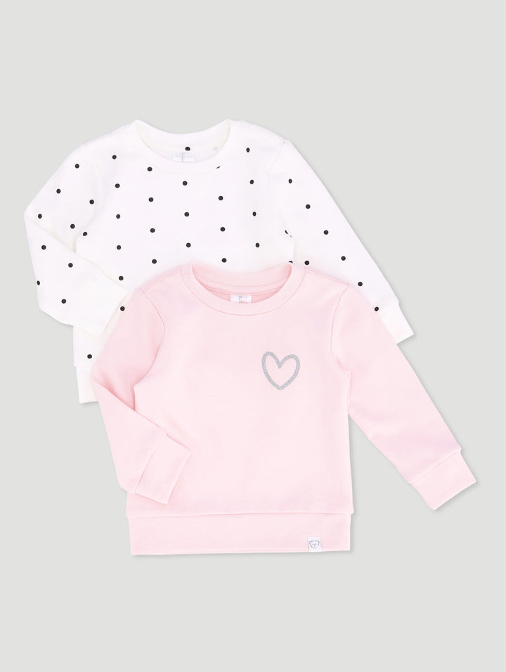 Baby Girls 2 Pack Polka Dot Brushed Fleece Top