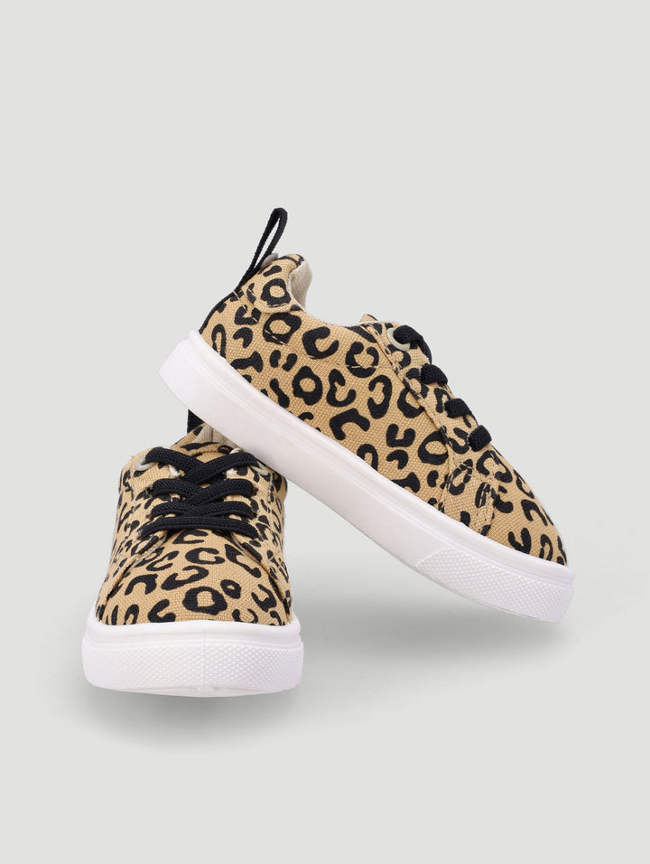 Girls Leopard Print Sneaker - Beige
